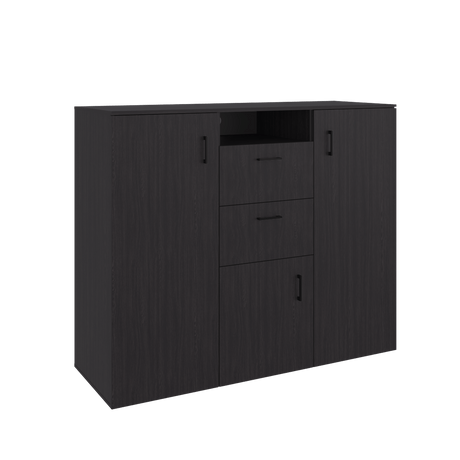 Closet Letna Wengue 140x140cm con 2 Cajones con 4 Entrepaños con Espacio para TV - Closets | Bylmo