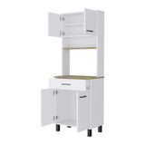 Alacena Z60 Blanco y Macadamia 58x160cm con Un Cajón y con Cuatro Puertas - ALACENAS Y MUEBLES MICROONDAS | Bylmo