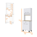 Alacena Z60 Blanco y Macadamia 58x160cm con Un Cajón y con Cuatro Puertas - ALACENAS Y MUEBLES MICROONDAS | Bylmo