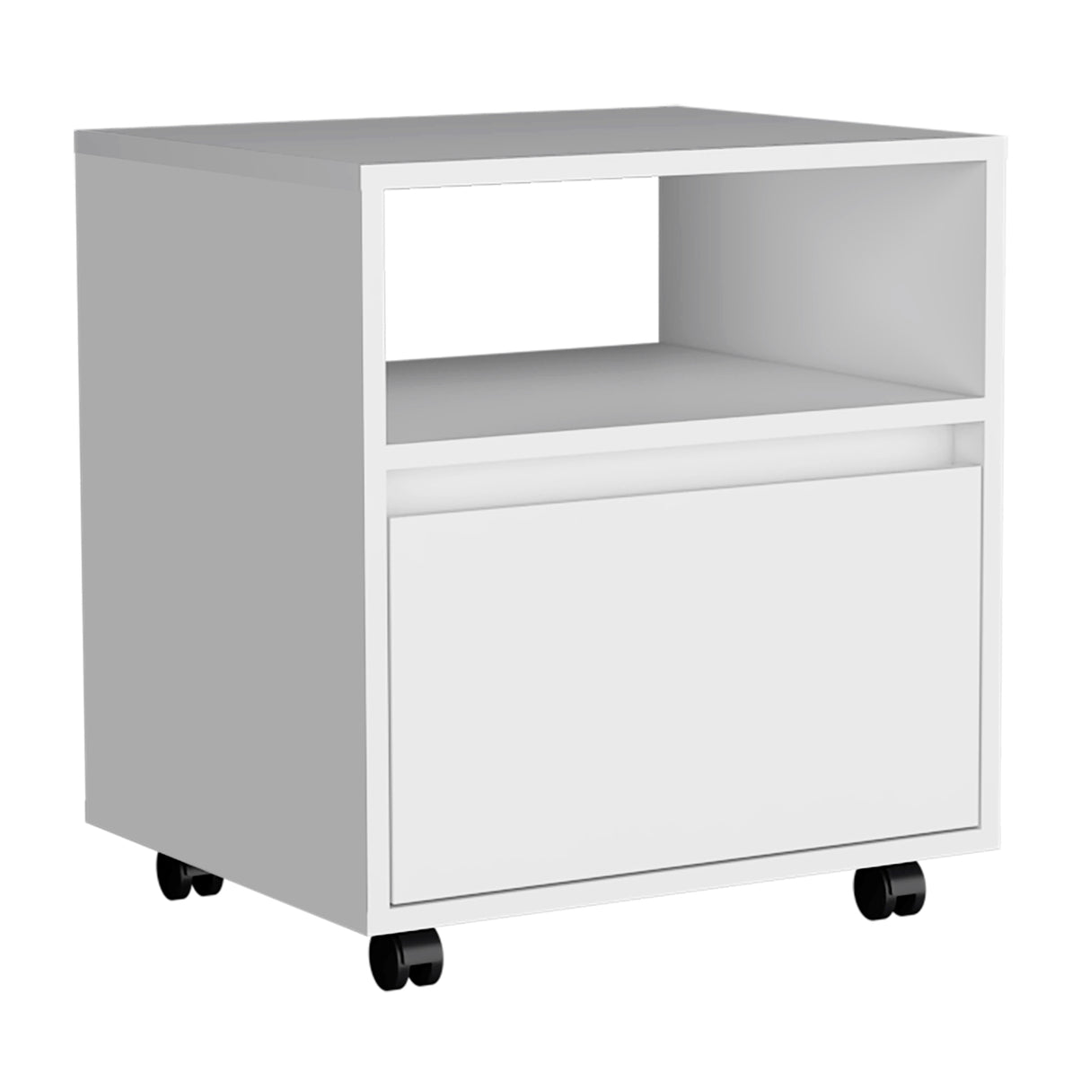 Mesa de Noche Blanco 48x52cm con Un Cajón y con Un Compartimiento - MESAS DE NOCHE | Bylmo