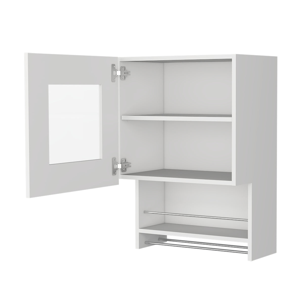 Mueble Superior de Cocina Blanco 50x73cm con Una Puerta con Locero y con Puertas Traslúcidas - BARRAS Y MUEBLES AUXILIARES | Bylmo