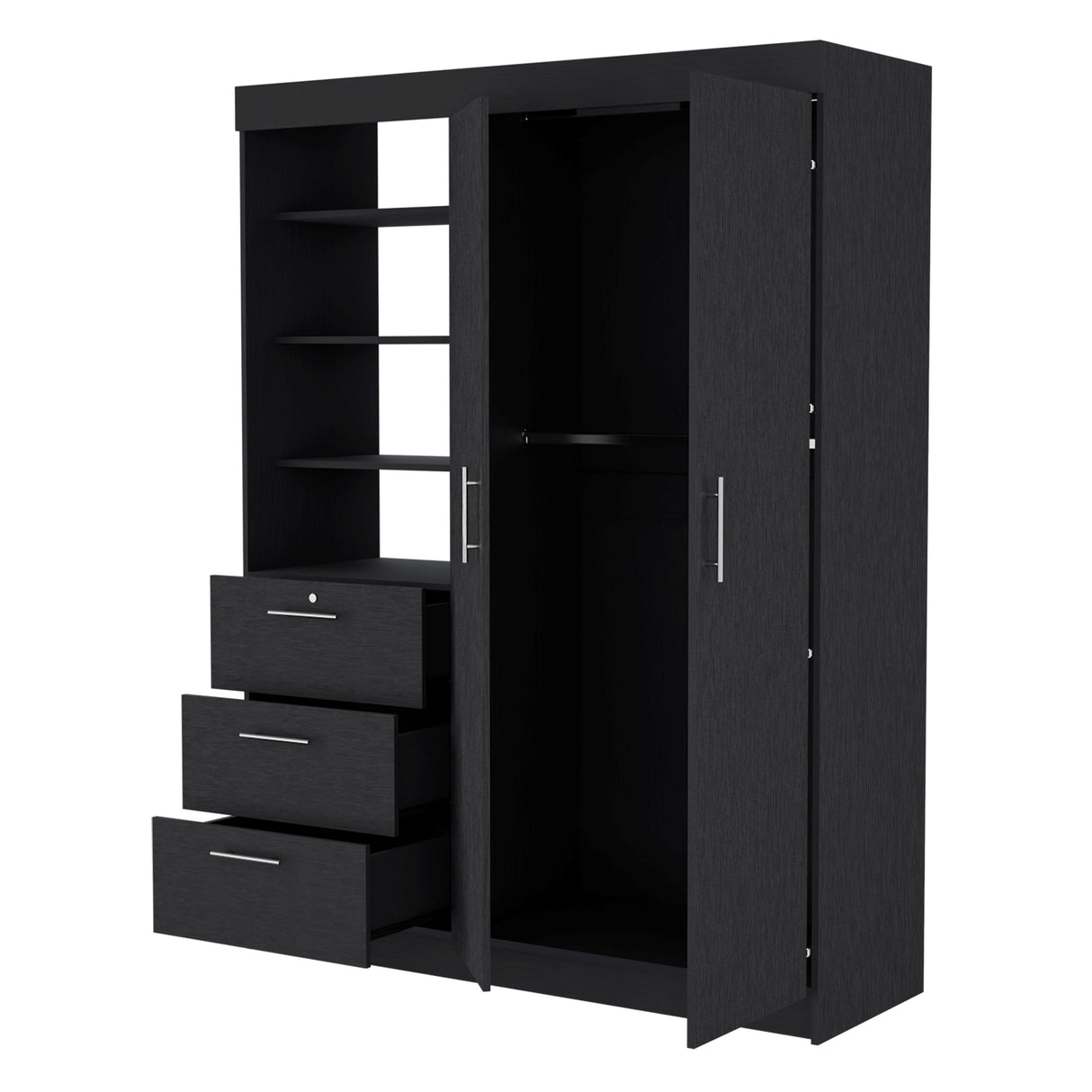 Armario para Ropa Kenya Wengue 150x200.75cm con Dos Puertas y con Tres Cajones - CLOSETS | Bylmo