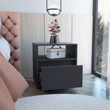 Mesa de Noche Wengue 48.1x52cm con Un Cajon con Un Compartimiento y con Ruedas - MESAS DE NOCHE | Bylmo