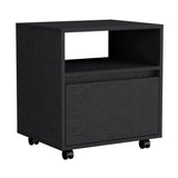 Mesa de Noche Wengue 48.1x52cm con Un Cajon con Un Compartimiento y con Ruedas - MESAS DE NOCHE | Bylmo