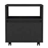 Mesa de Noche Wengue 48.1x52cm con Un Cajon con Un Compartimiento y con Ruedas - MESAS DE NOCHE | Bylmo
