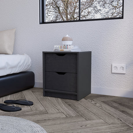 Mesa de Noche Wengue 41x48cm con Dos Cajones - MESAS DE NOCHE | Bylmo