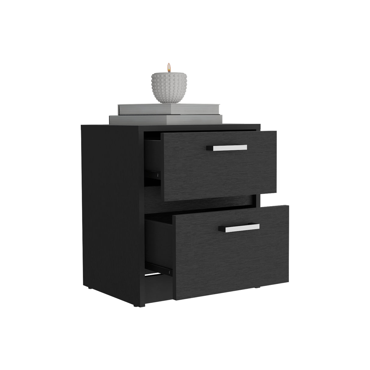 Mesa de Noche Wengue 40x46.5cm con Dos Cajones - MESAS DE NOCHE | Bylmo