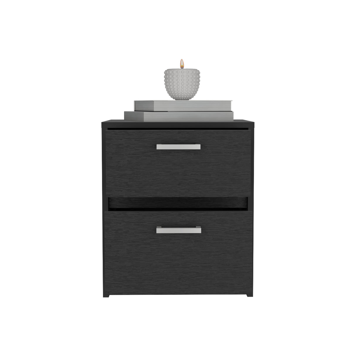 Mesa de Noche Wengue 40x46.5cm con Dos Cajones - MESAS DE NOCHE | Bylmo