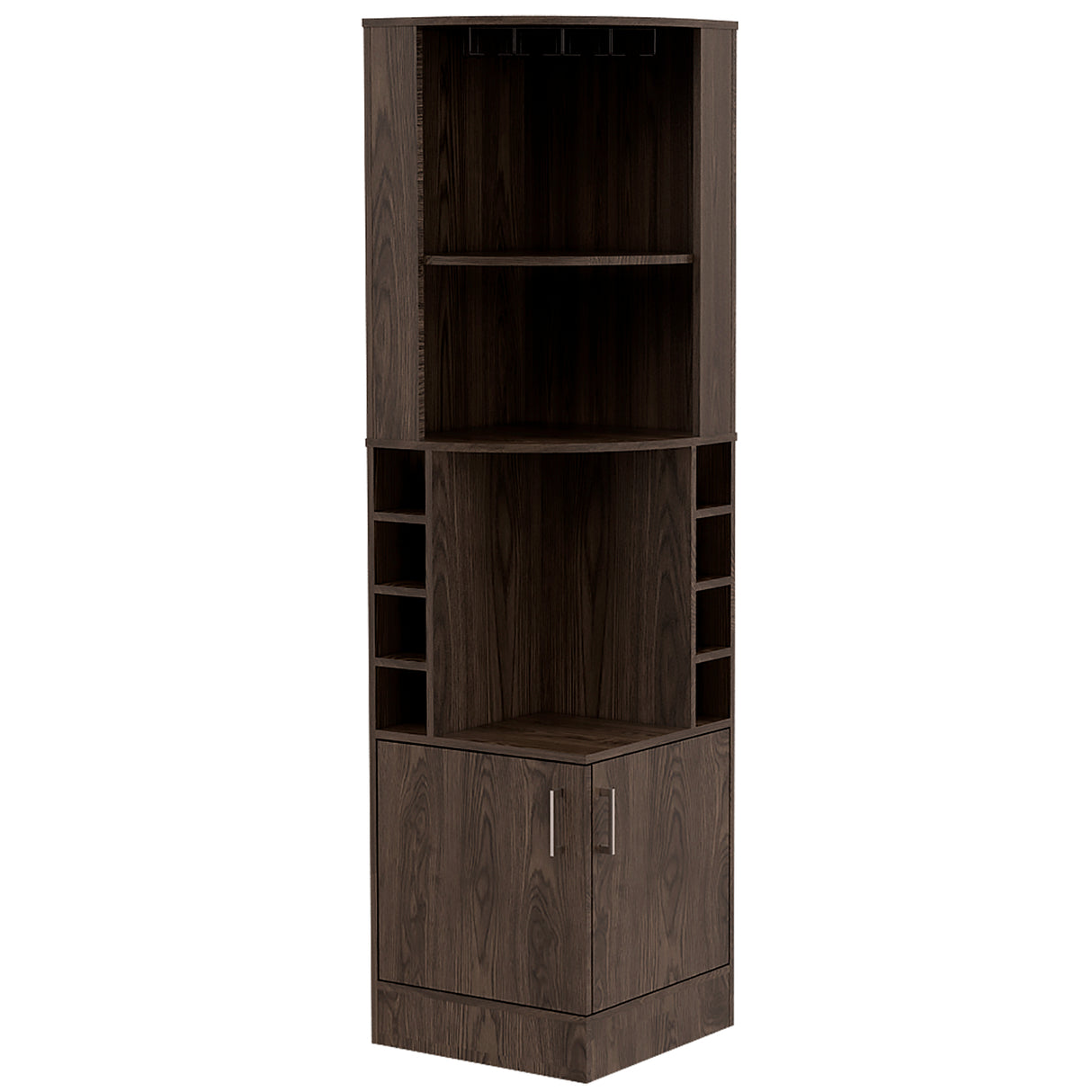 Bar Esquinero Syrah Coñac 46.9x180.6cm con Tres Compartimientos y Ocho Portabotellas - BARES | Bylmo