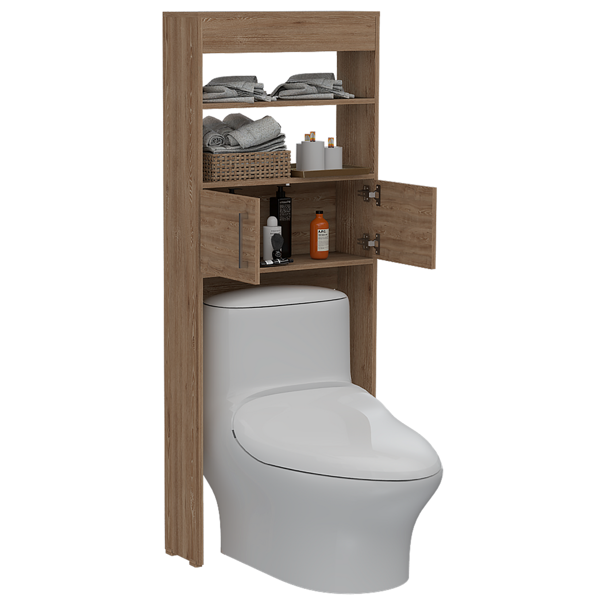 Ahorrador de Espacio para Baño Madrid Miel 62.4x160cm sin Cajones y con Un Entrepaño - OTROS MUEBLES PARA BANHO | Bylmo