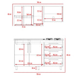 Cocina Rubi Duna y Blanco 150x50cm con Mesón de Acero Inoxidable Lado Izquierdo y sin Estufa - COCINAS | Bylmo