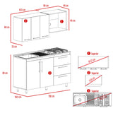 Cocina Rubi Duna y Blanco 150x50cm con Mesón de Acero Inoxidable Lado Izquierdo y sin Estufa - COCINAS | Bylmo