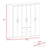 Closet Bariloche Blanco Positano 170.3x180cm con Seis Puertas y con Dos Cajones - CLOSETS | Bylmo