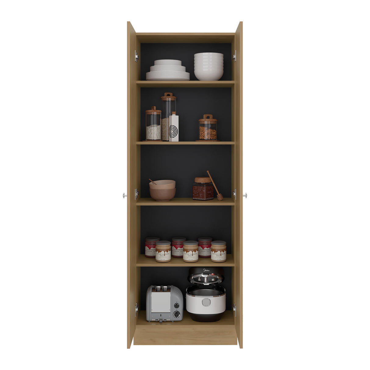 Alacena Duna y Wengue 60x180.6cm sin Cajones y con Dos Puertas - ALACENAS Y MUEBLES MICROONDAS | Bylmo