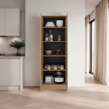 Alacena Duna y Wengue 60x180.6cm sin Cajones y con Dos Puertas - ALACENAS Y MUEBLES MICROONDAS | Bylmo