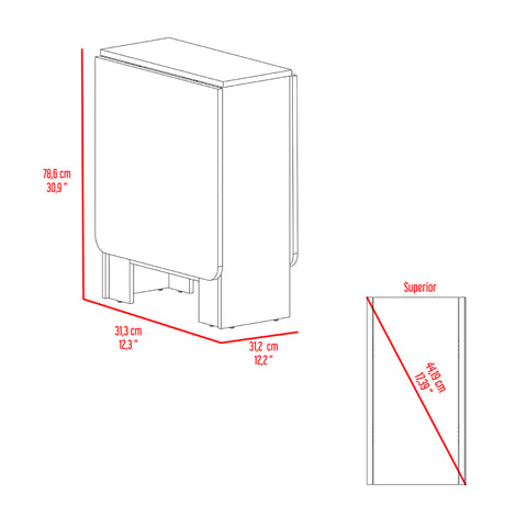 Mesa Auxiliar de Cocina Gateleg Blanco y Macadamia 60x78.6cm Plegable de Seis Puestos sin Sillas - MESAS AUXILIARES | Bylmo