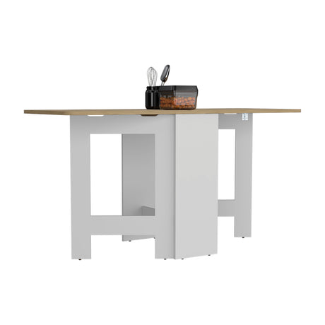 Mesa Auxiliar de Cocina Gateleg Blanco y Macadamia 60x78.6cm Plegable de Seis Puestos sin Sillas - MESAS AUXILIARES | Bylmo