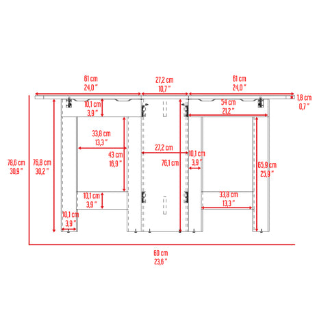 Mesa Auxiliar de Cocina Gateleg Blanco y Macadamia 60x78.6cm Plegable de Seis Puestos sin Sillas - MESAS AUXILIARES | Bylmo