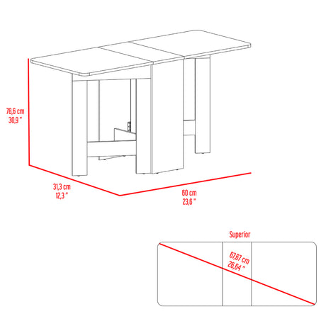 Mesa Auxiliar de Cocina Gateleg Blanco y Macadamia 60x78.6cm Plegable de Seis Puestos sin Sillas - MESAS AUXILIARES | Bylmo