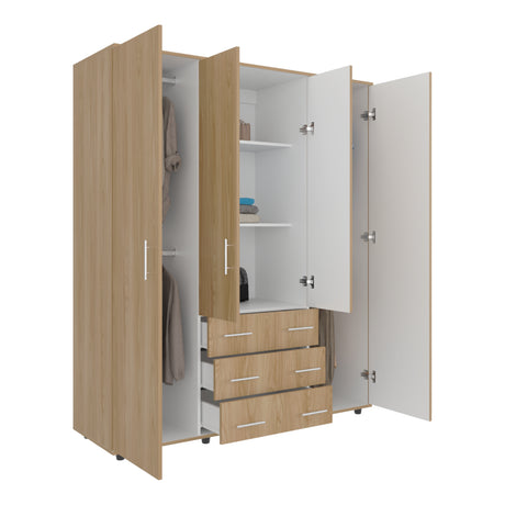 Closet Fontan Duna y Blanco 150x179cm con Cuatro Puertas y con Tres Cajones - CLOSETS | Bylmo