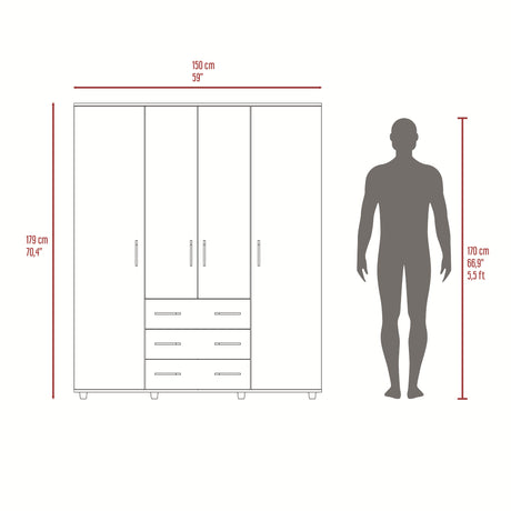 Closet Fontan Duna y Blanco 150x179cm con Cuatro Puertas y con Tres Cajones - CLOSETS | Bylmo