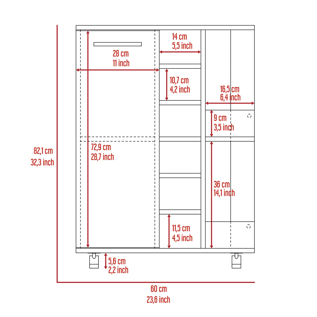 Bar Andorra Bellota 60x82cm con Un Cajón y con Seis Portabotellas - Bares | Bylmo