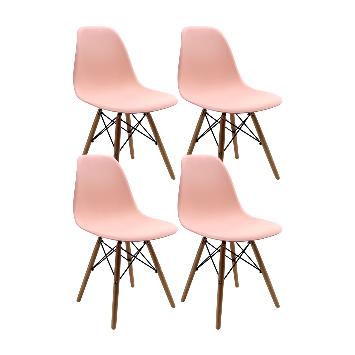Set x 4 Sillas DKR Salmón 47x81cm Asiento Cuadrado con Espaldar - Sillas y Butacos | Bylmo