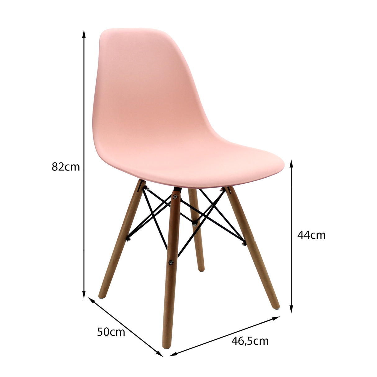 Set x 4 Sillas DKR Salmón 47x81cm Asiento Cuadrado con Espaldar - Sillas y Butacos | Bylmo