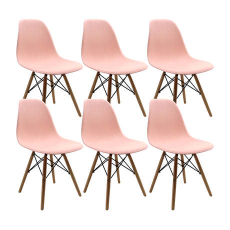 Set x 6 Sillas DKR Salmón 47x81cm Asiento Cuadrado con Espaldar - Sillas y Butacos | Bylmo