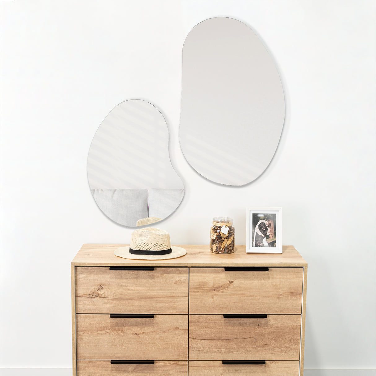 Set de 2 Espejos de Pared Leo Plateado 53.5x80.5cm Asimetrico sin Marco - Espejos Decorativos | Bylmo