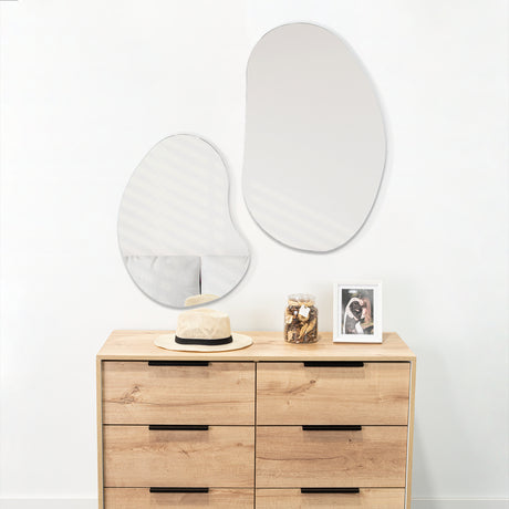 Set de 2 Espejos de Pared Leo Plateado 53.5x80.5cm Asimetrico sin Marco - Espejos Decorativos | Bylmo