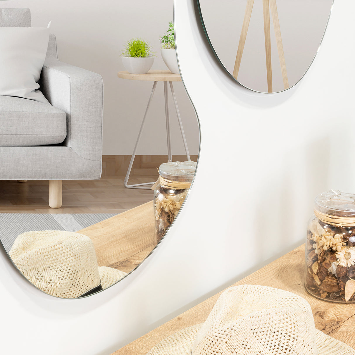 Set de 2 Espejos de Pared Leo Plateado 53.5x80.5cm Asimetrico sin Marco - Espejos Decorativos | Bylmo