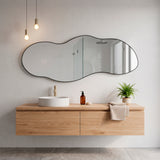 Espejo de Pared Blue Plateado 150x60cm Asimetrico sin Marco