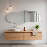 Espejo de Pared Blue Plateado 150x60cm Asimetrico sin Marco