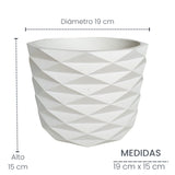 Matera de mesa Carlota Blanco 19x15cm de Cemento Circular de 4.3 Litros - Jardineria | Bylmo