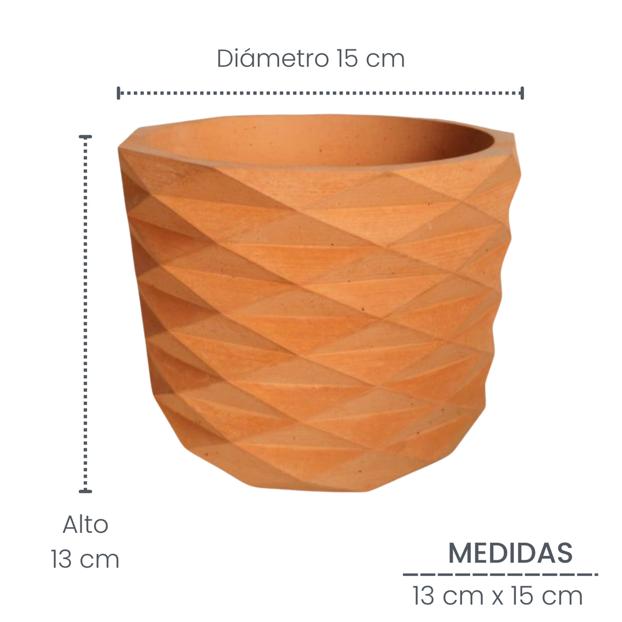 Matera de mesa Carlota Petty Terracota 15x13cm de Cemento Circular de 2.3 Litros - Jardineria | Bylmo