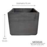 Matera de mesa Eloisa Gris Oscuro 15x15cm de Cemento Cuadrado de 3.4 Litros - Jardineria | Bylmo