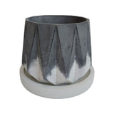 Matera de mesa Lirio Negro y Blanco 10x2cm de Cemento Circular de 0.2 Litros - Jardineria | Bylmo