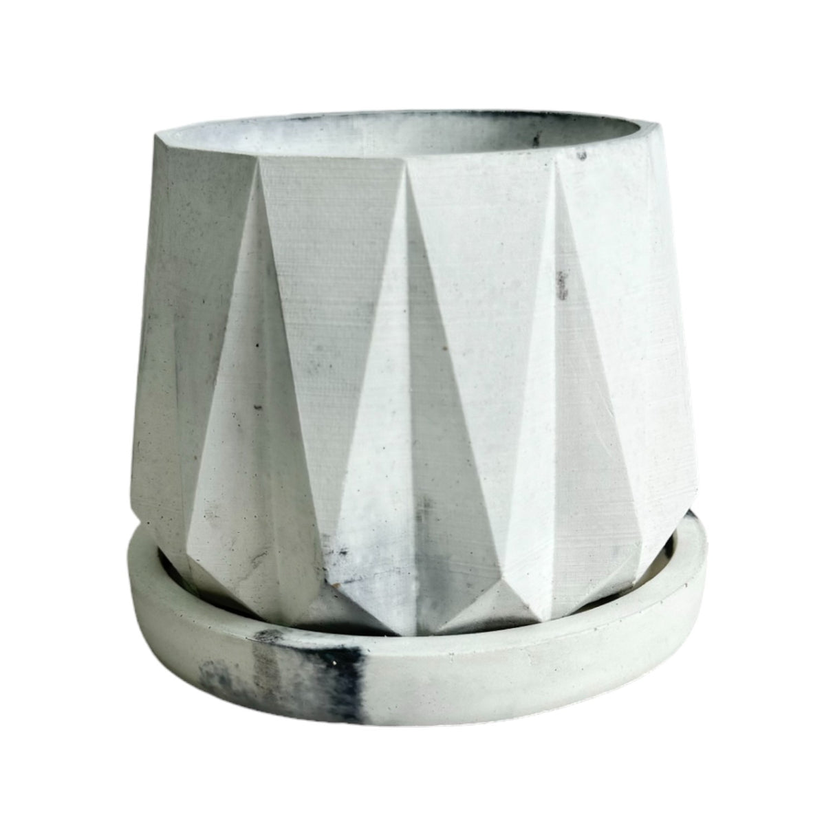 Matera de mesa Lirio Mármol Negro 10x2cm de Cemento Circular de 0.2 Litros - Jardineria | Bylmo