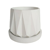 Matera de mesa Lirio Blanco 10x1.5cm de Cemento Circular de 0.1 Litros - Jardineria | Bylmo