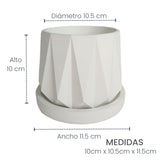 Matera de mesa Lirio Blanco 10x1.5cm de Cemento Circular de 0.1 Litros - Jardineria | Bylmo