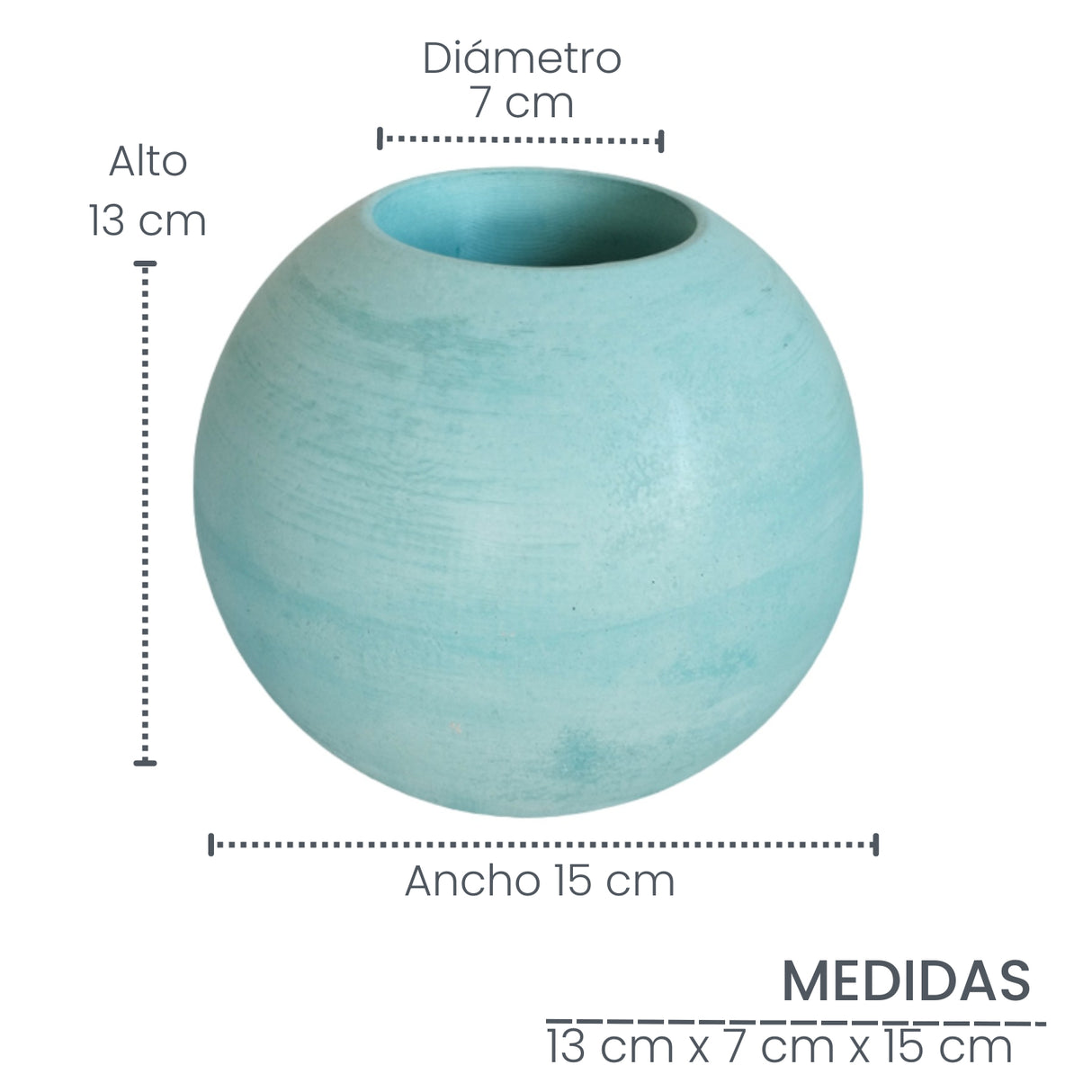 Matera de mesa Luna Aguamarina 12x12cm de Cemento Circular de 1.4 Litros - Jardineria | Bylmo