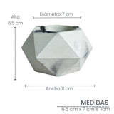 Matera de mesa Adara Petty Mármol Negro 7x7cm de Cemento Hexagonal de 0.2 Litros - Jardineria | Bylmo