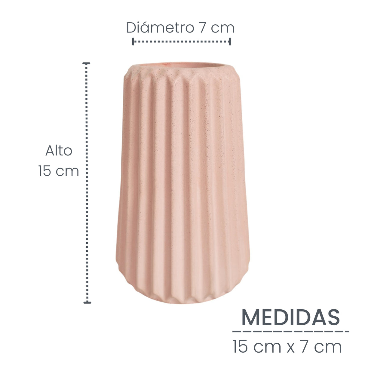 Florero Adamaris Palo de Rosa 7x15cm de 0.37 Litros con Acabado Mate - Jardineria | Bylmo