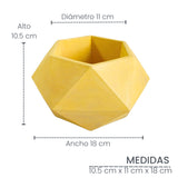 Matera de mesa Adara Amarillo 18x11cm de Cemento Hexagonal de 2.3 Litros - Jardineria | Bylmo