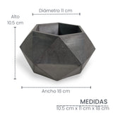 Matera de mesa Adara Gris Oscuro 18x11cm de Cemento Hexagonal de 2.3 Litros - Jardineria | Bylmo