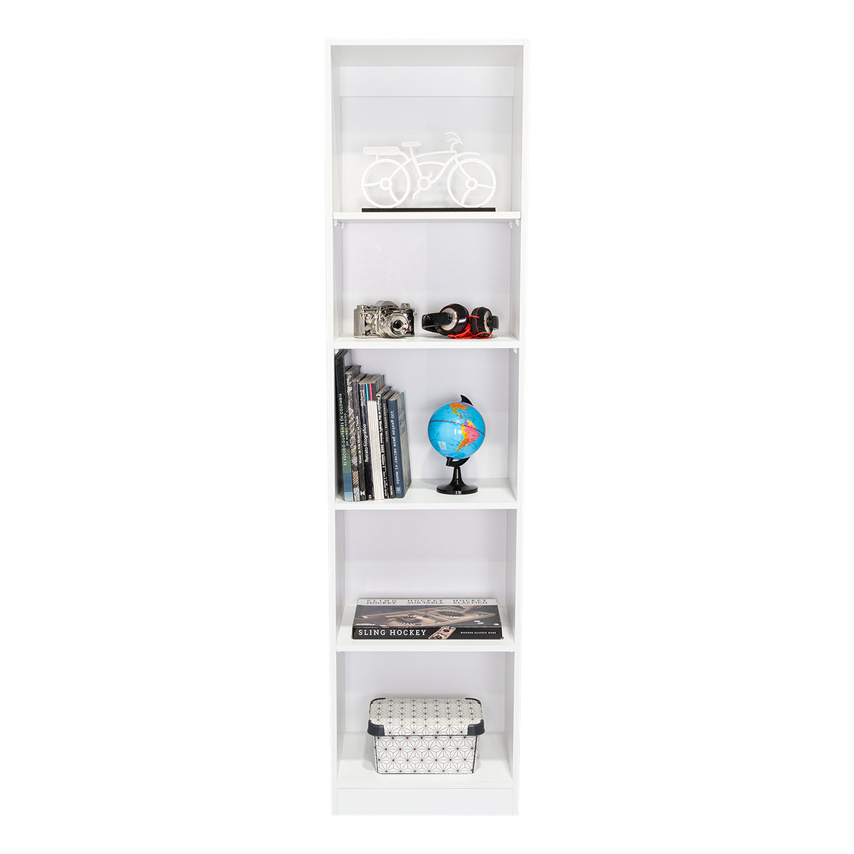 Estantería Home Blanco 45x181cm con Cinco Compartimientos - Bibliotecas y Estanterías | Bylmo