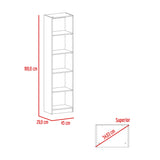 Estantería Home Blanco 45x181cm con Cinco Compartimientos - Bibliotecas y Estanterías | Bylmo