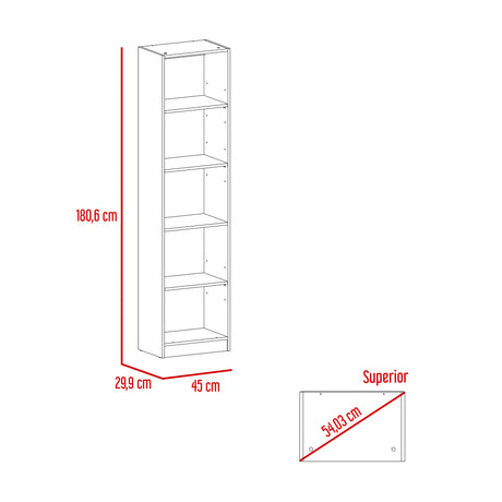 Estantería Home Blanco 45x181cm con Cinco Compartimientos - Bibliotecas y Estanterías | Bylmo