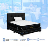 Combo Colchón Enrollado y Base Cama Versalles Negro Sencillo 100 X 190 Cm Medio Firme Ortopedico e Hipoalergénico - Combos Habitacion | Bylmo